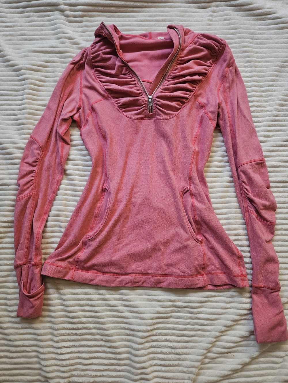 lululemon athletica Pink Ruched Quarter-Zip Long Sleeve Top